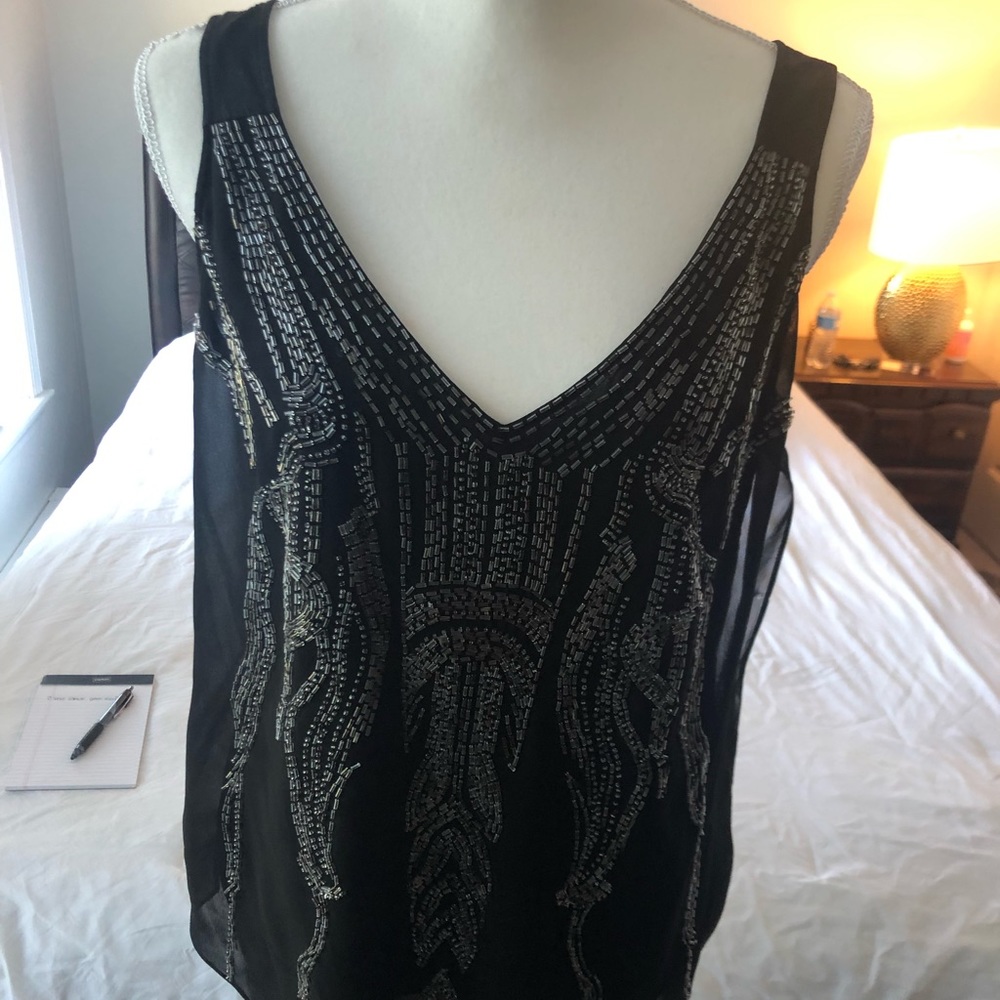 Beaded black tank top